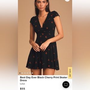 Lulu's Best Day Ever Black Cherry Print Skater Dress
